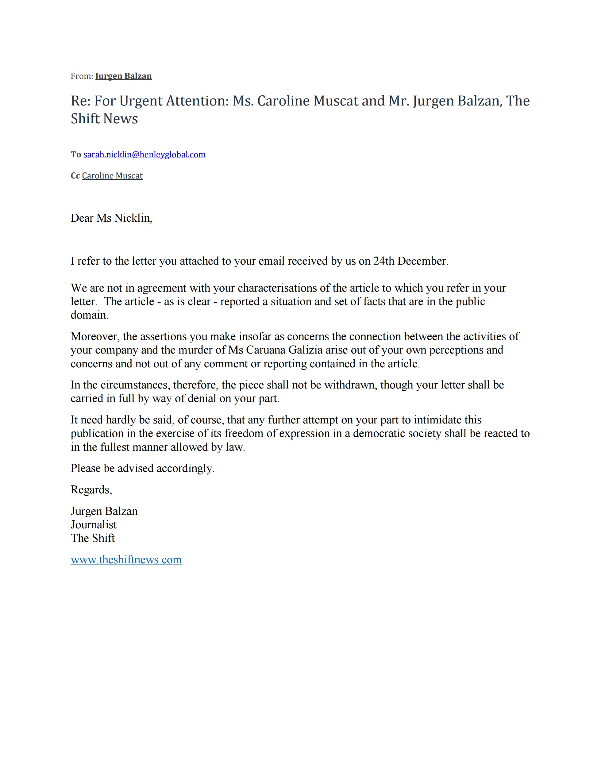 The Shift's reply to Henley and Partners 