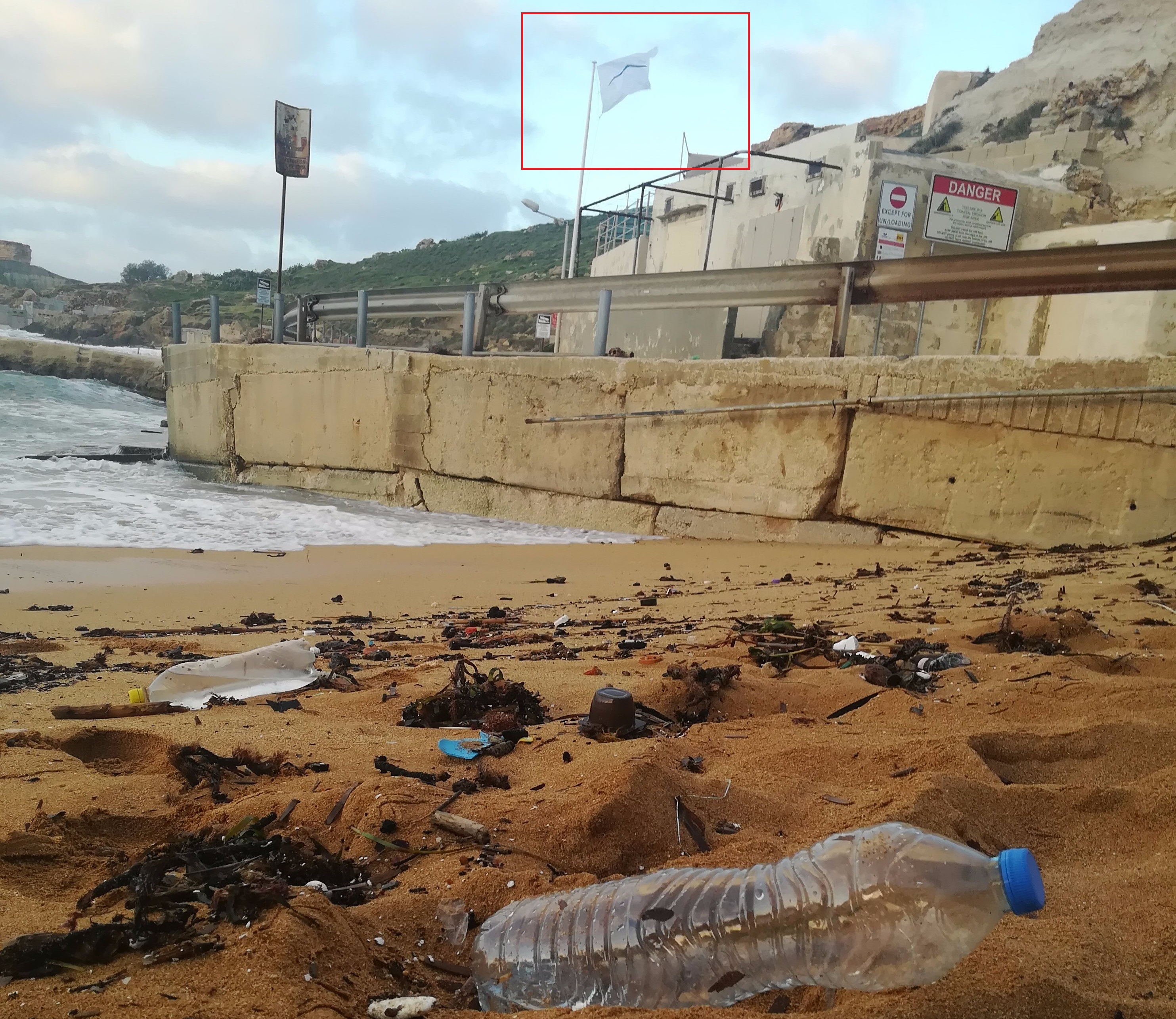 Gnejna Bay Malta White Flag