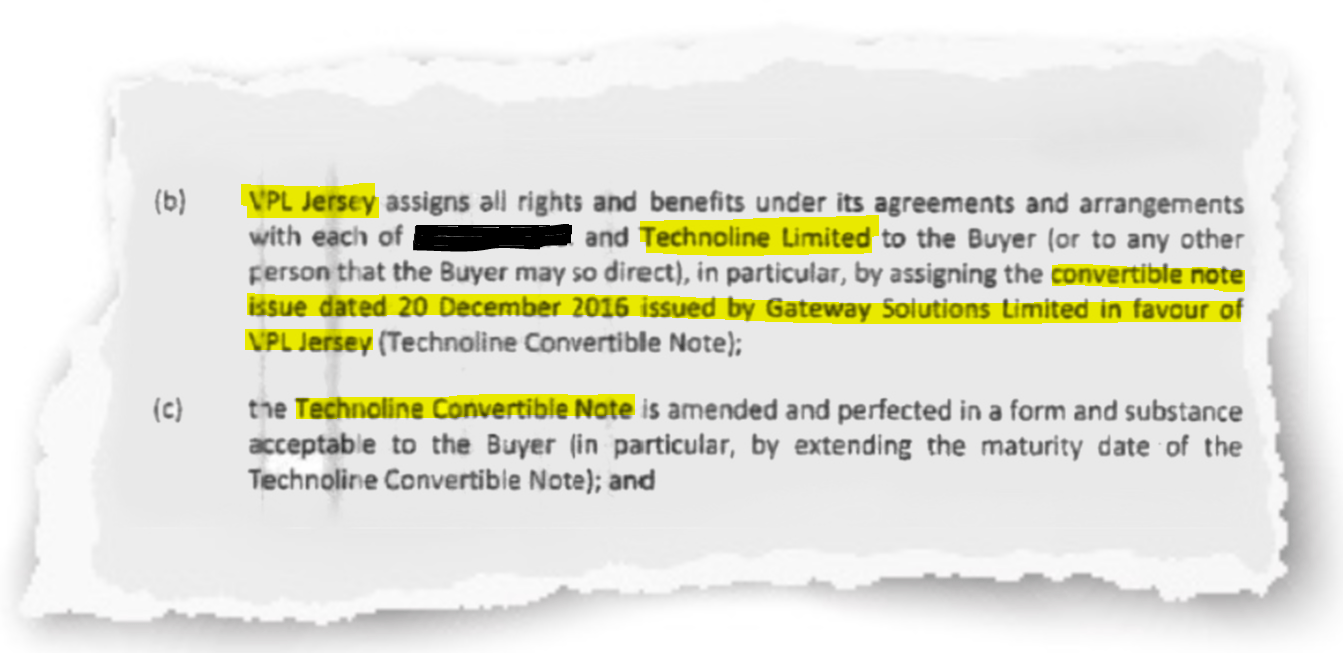 Excerpt from the Steward VGH SPA referring to a Convertible Loan Note funded by Vitals Jersey