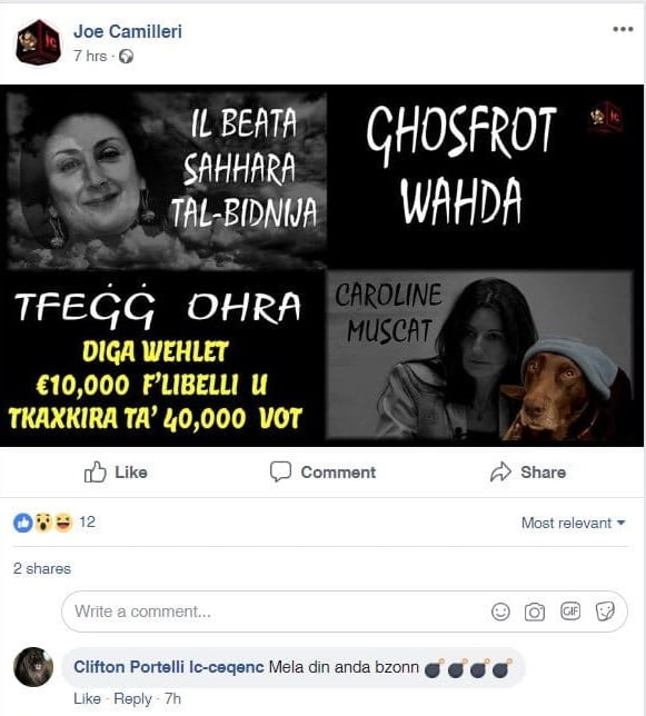 Caroline Muscat threat bombs