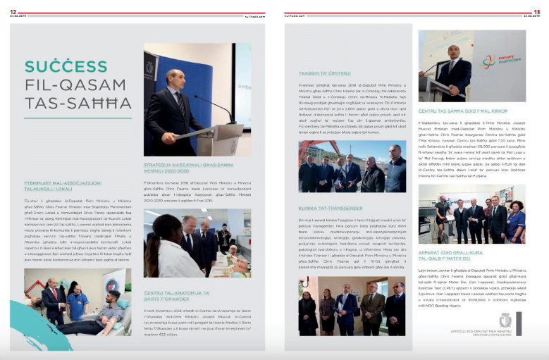 A double page spread promoting the government's work in Labour Party newspaper Kulhadd.