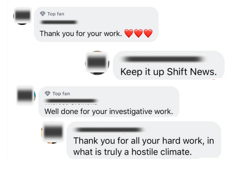 Readers comments on Facebook