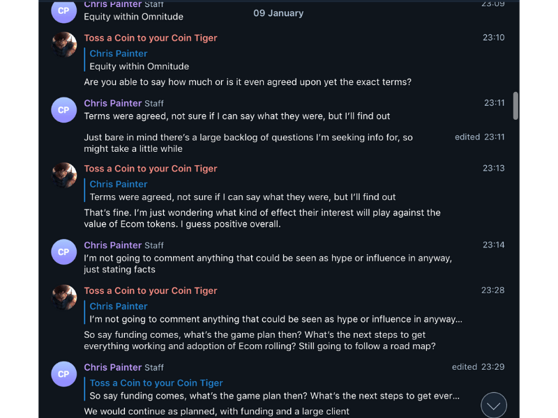 CEO Painter commenting on Omnitude shut down