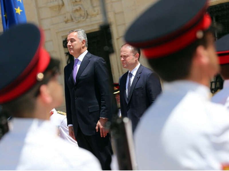 Milo Djukanovic in Malta with former Prime Minister Joseph Muscat in Valletta, Malta.