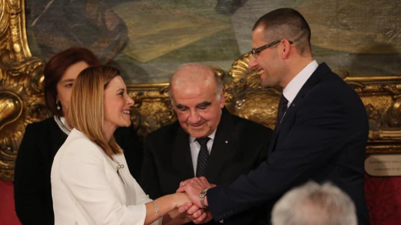 Robert Abela and Justyne Caruana